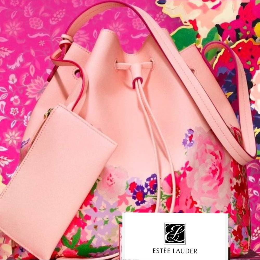 Estee Lauder Pink Floral Bucket Bag